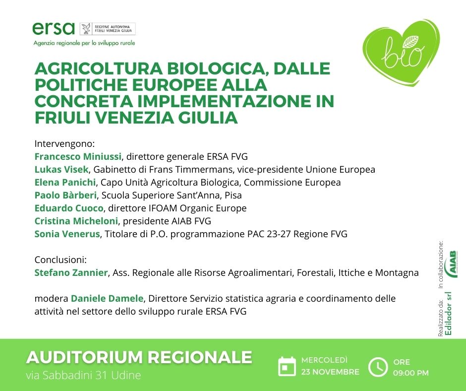 Convegno agricoltura biologica Friuli Venezia Giulia